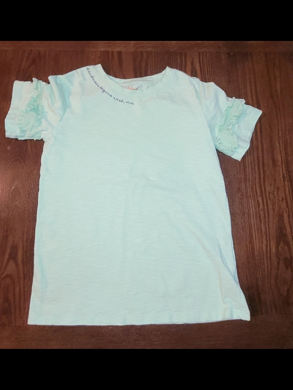 Cat & Jack Light Mint Ruffle Sleeve Tee - Girls Short Sleeve
